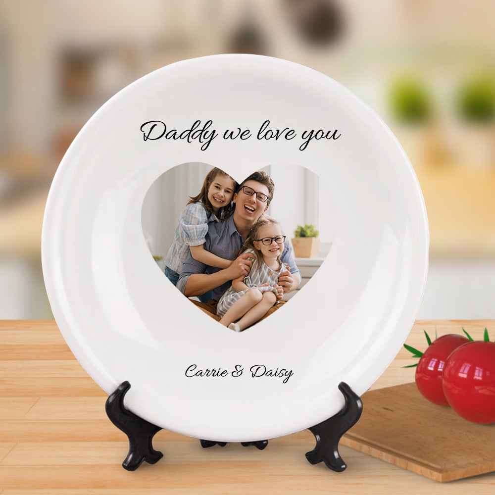 Customized Heart Photo Ceramics Dinner Plate Tableware Gifts For Mother's Day