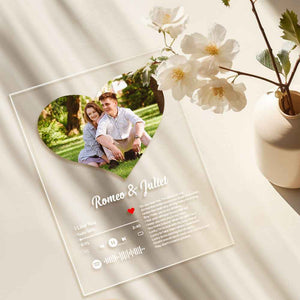 Personalized Sptfy Plaque Custom Heart Photo Album Music Plaque Anniversary Gift for Him