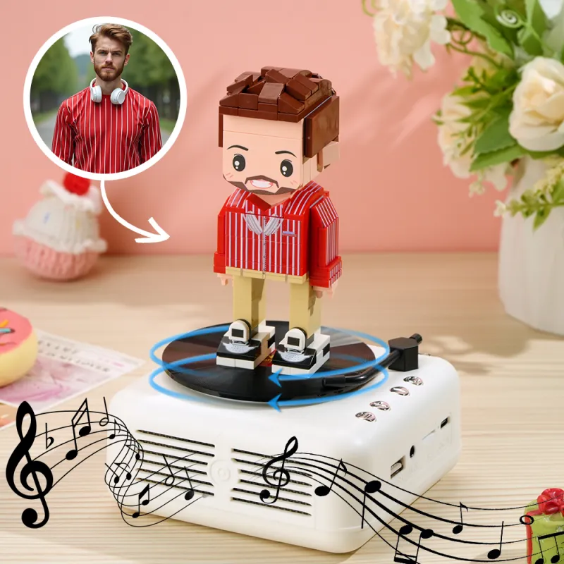 Personalised Full Body Brick Figure with Bluetooth Speaker | Custom Anniversary Gift