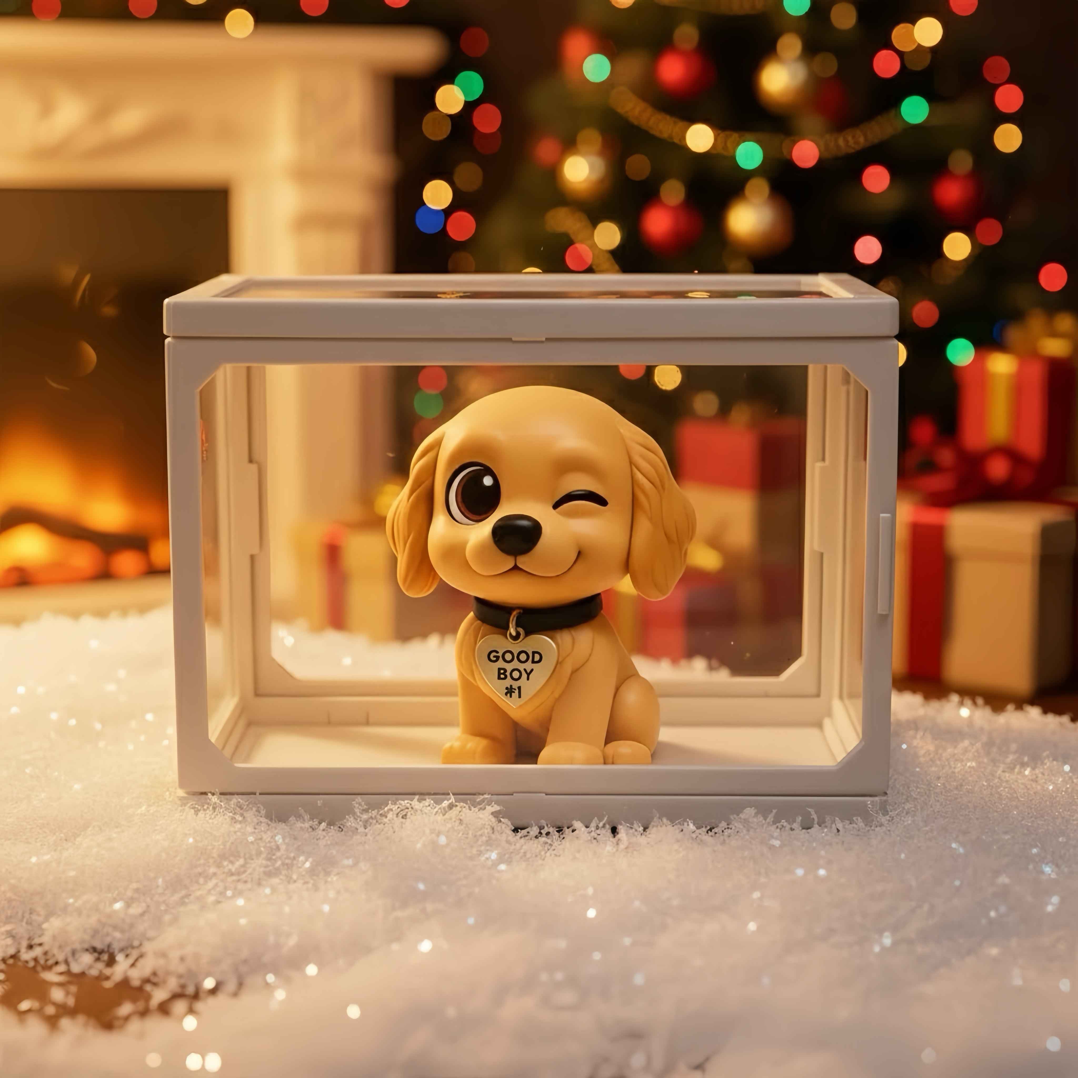 Custom 1 Pet 3D Mini Figure Glass Dollhouse Personalized Scene Display Case Unique Christmas Gift  (Production: 10-15 Business Days)