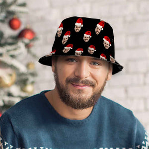 Custom Christmas Bucket Hat Personalized Face Unisex Fisherman Cap