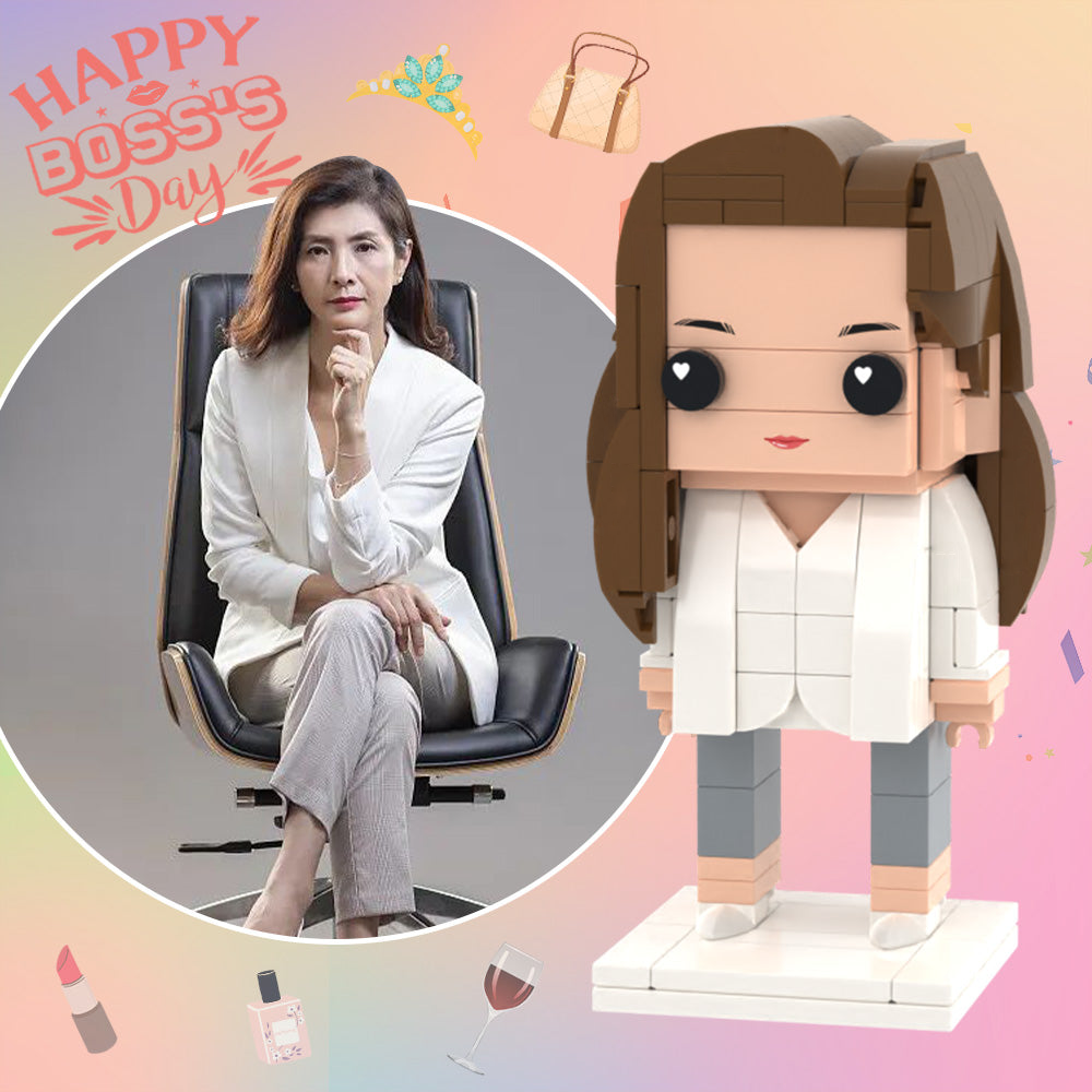 Custom Full Body Brick Figure - Personalised Lego-Style Block Toy - Boss's Gift