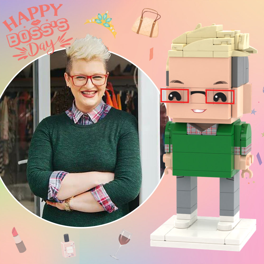 Personalised Full Body Custom Brick Figure | Boss's Day Gift | Unique Lego-Style Toy
