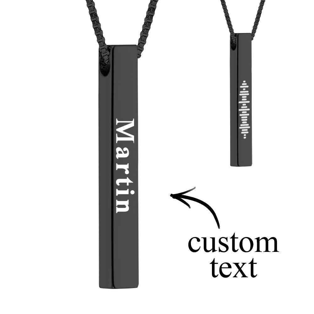 Engraved Text Scannable Code Music 3D Vertical Bar Necklace