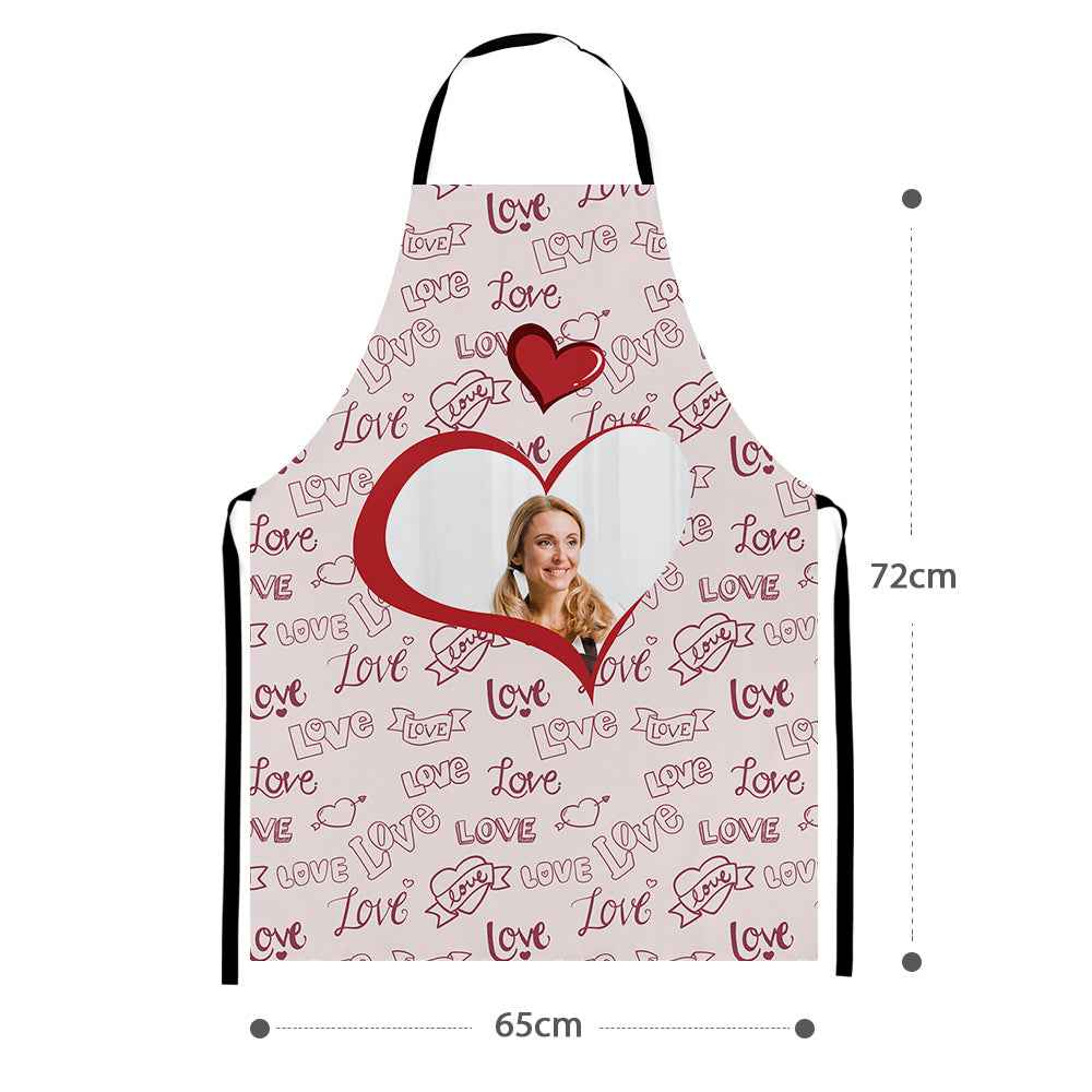 Personalized Heart Photo Apron Pink Love Valentine Apron