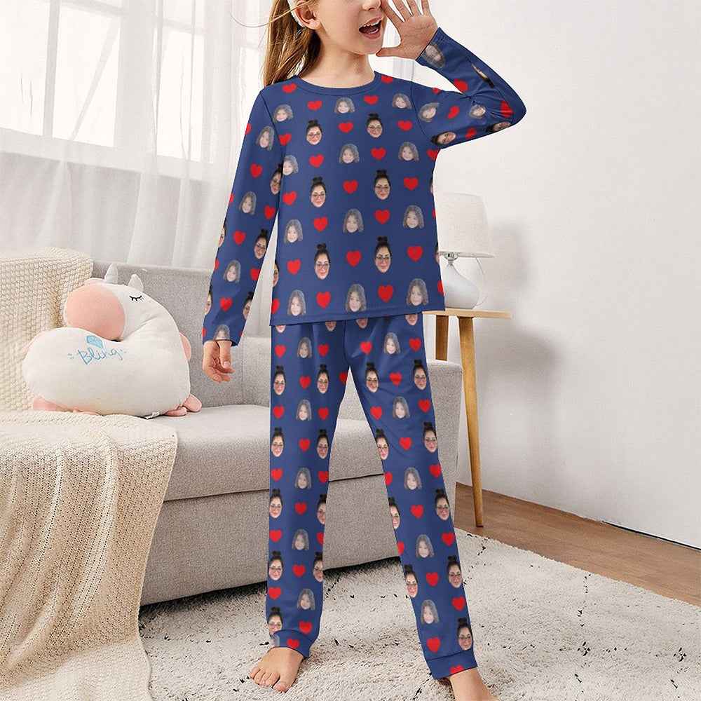 Custom Two Face Children's Sleepwear Long Sleeves Girls Pajamas Set