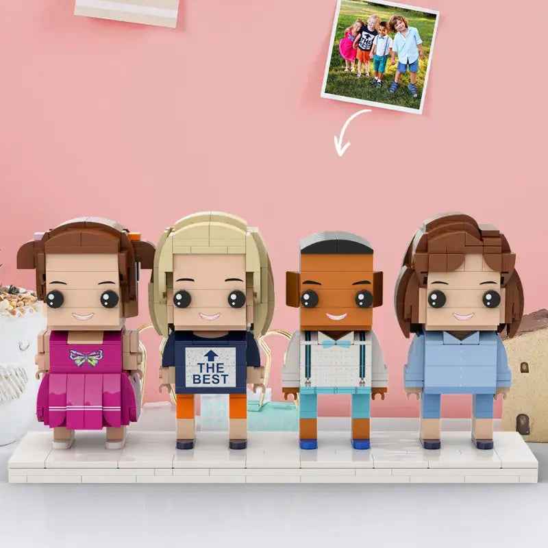 Full Body Customizable 4 People Custom Brick Figures Small Particle Block Children's Day Gift