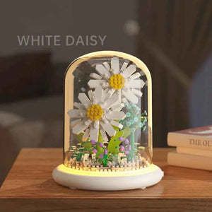 White Daisy Bouquets DIY Flower Building Set Perfect Birthday Gift with Dust Cover Valentines Gift
