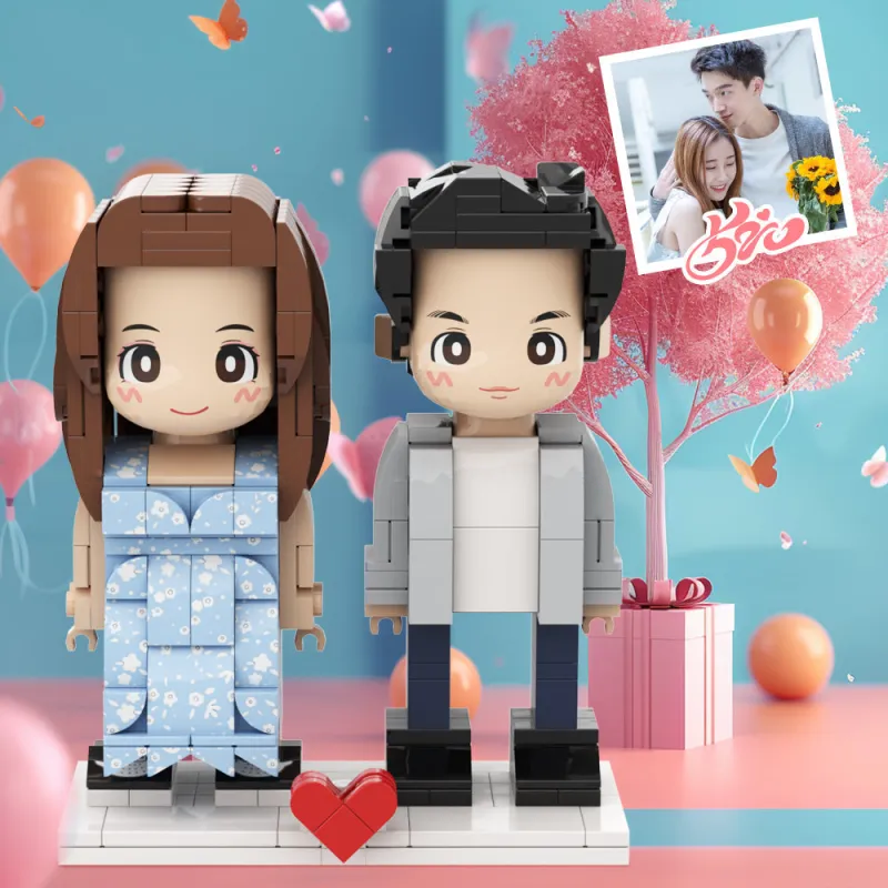 Custom Couple Brick Figures - Personalised Duddu Gift Set for Valentine's Day & Birthdays