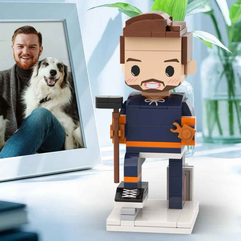 Custom Head 1 Person Cute Puckster Brick Figure Ice Hockey Theme Birthday Gift Anniversary Gift for Him
