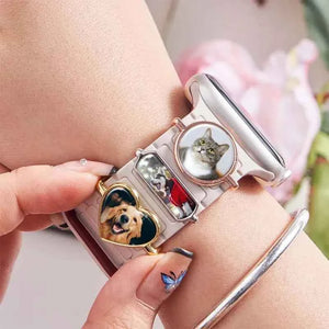 Custom Photo Watch Strap Charm - Personalized Smartwatch Beaded Accessory