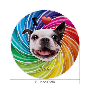 Custom Dog Face Colorful Ceramic Dinner Plate Dinnerware For Pet