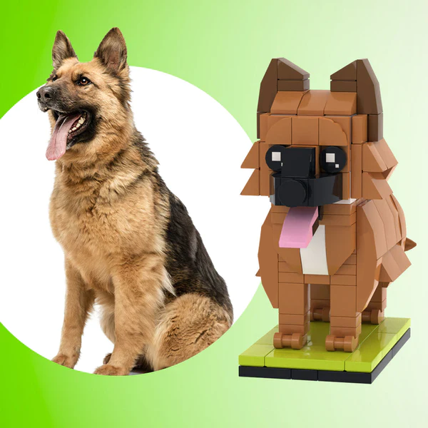 Personalised German Shepherd Brick Figure - Custom Pet Building Block Model