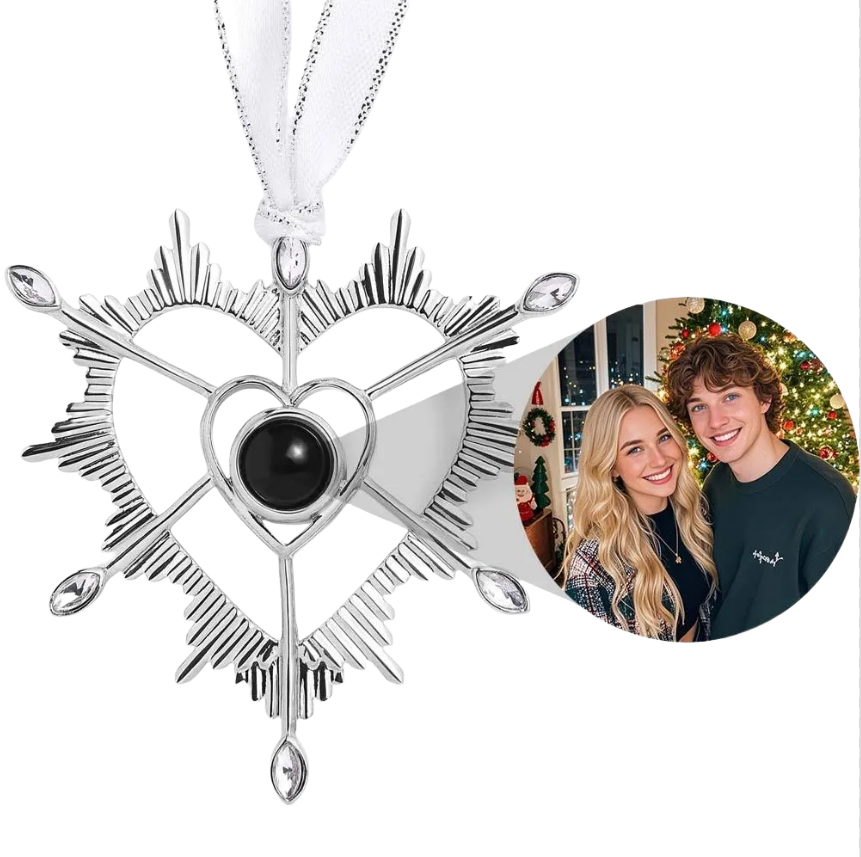 Custom Photo Projection Heart Ornament – Personalized Gift for Birthday Valentine's Day & Christmas