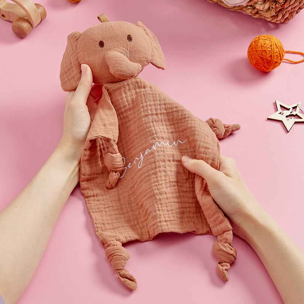 Personalized Baby Soothing Towel Soft Sleeping Animal Towel with Embroidered Name Gift for Baby