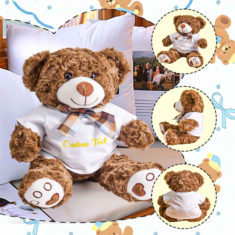 Personalized Bear Plush Stuffed Toy with Custom Text Gift for Baby Shower