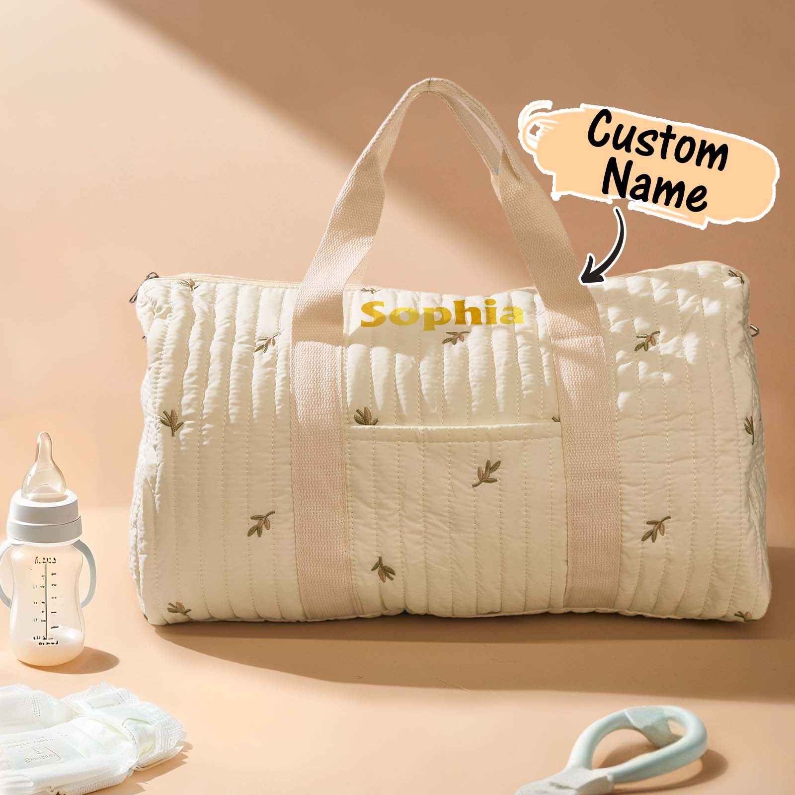 Personalized Cute Rabbit Bear Large Capacity Multiple Compartments Baby Hospital Bag Pregnancy Gift for Her