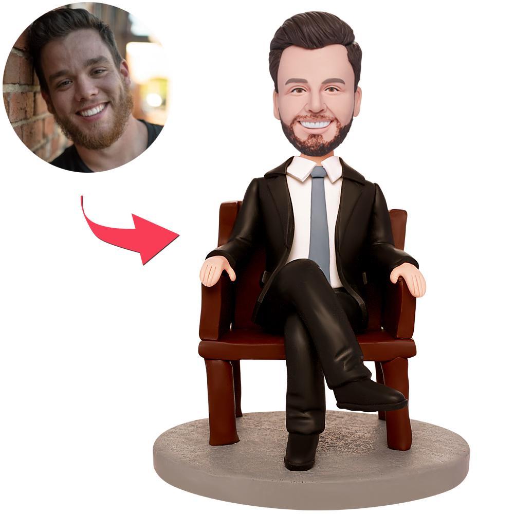 Business Mogul Personalised Bobblehead with Engraved Text - Unique Custom Gift