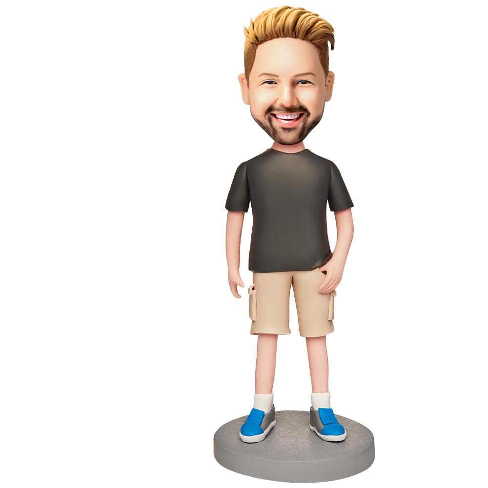 Custom Casual Shorts Bobblehead with Engraved Text - Personalised Gift