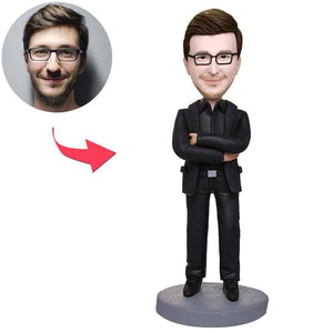 Boss With Arms Folded Custom Engraved Text Bobbleheads