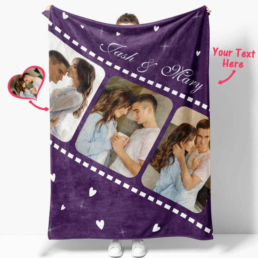 Valentine's Day Personalized Movie Film Photos and Text Blankets