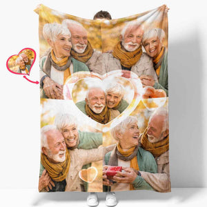Custom Heart Shaped Photos Blanket Personalized Five Photos Blankets Best Valentine's Day Gifts for Her
