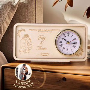 Personalized Wooden Clock Can Custom Photo And Text Wedding Gifts Anniversary Gifts