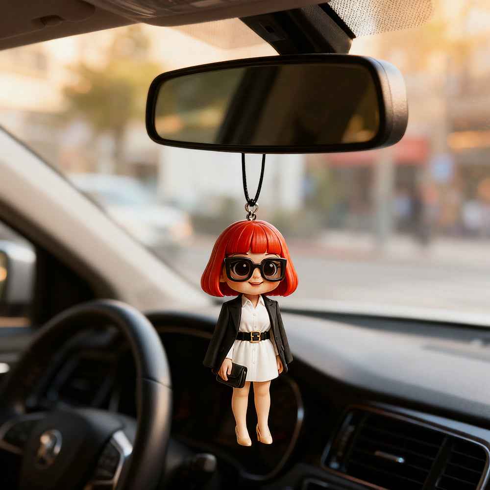 Custom 3D Mini Figure Character Car Hanging Ornament Personalized Car Decoration Unique Birthday Gift Valentines Gift