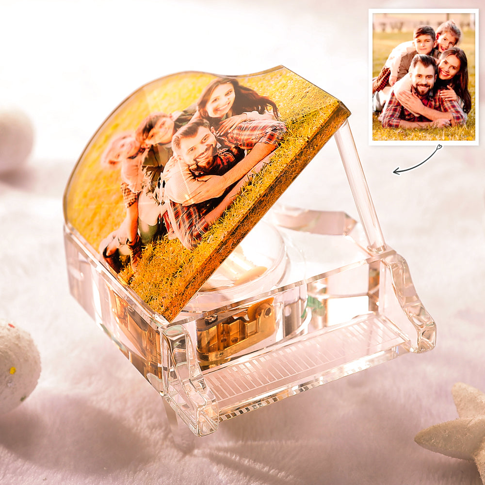Personalised Crystal Piano Music Box - Custom Photo & Music Gift