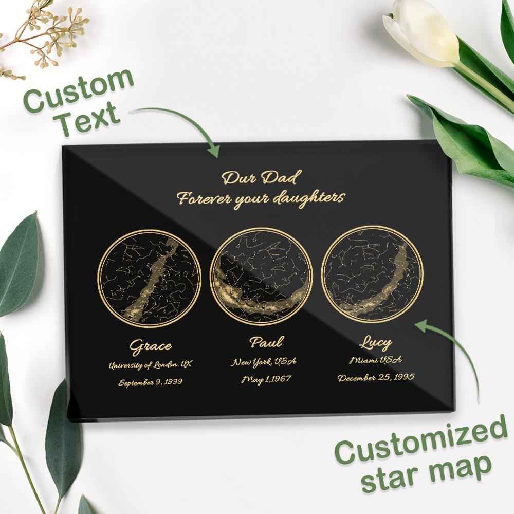 Personalized 3 locations Custom Night Sky Creative Gift Ideas for Dad