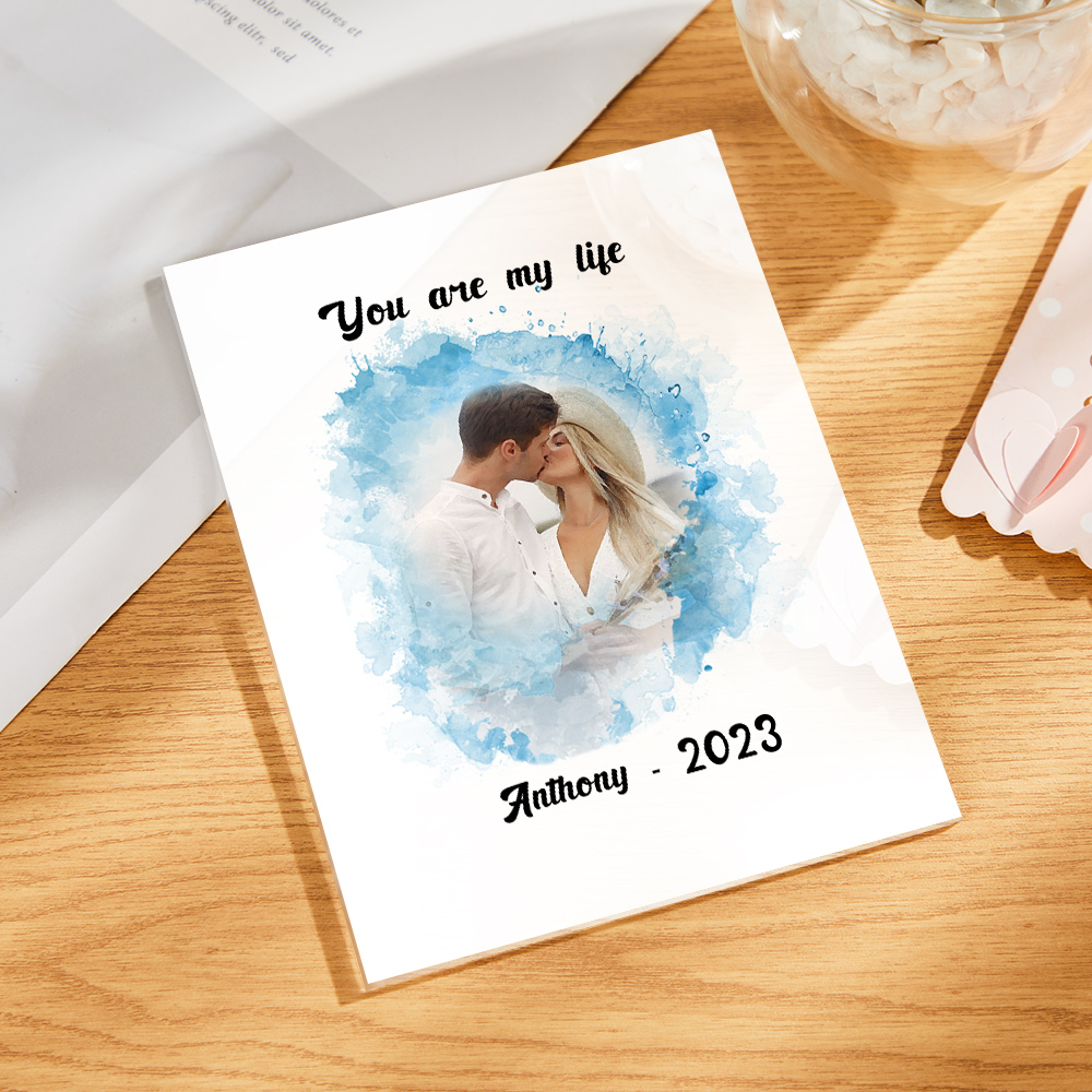 Personalised Acrylic Photo Plaque With Custom Text - Unique Gift