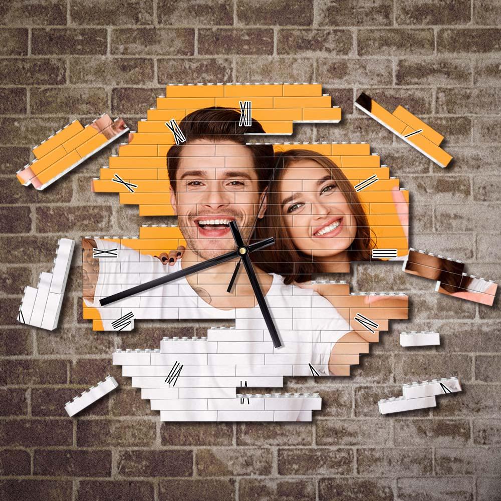 Personalised Building Brick Wall Clock - Custom Photo Puzzle Clock