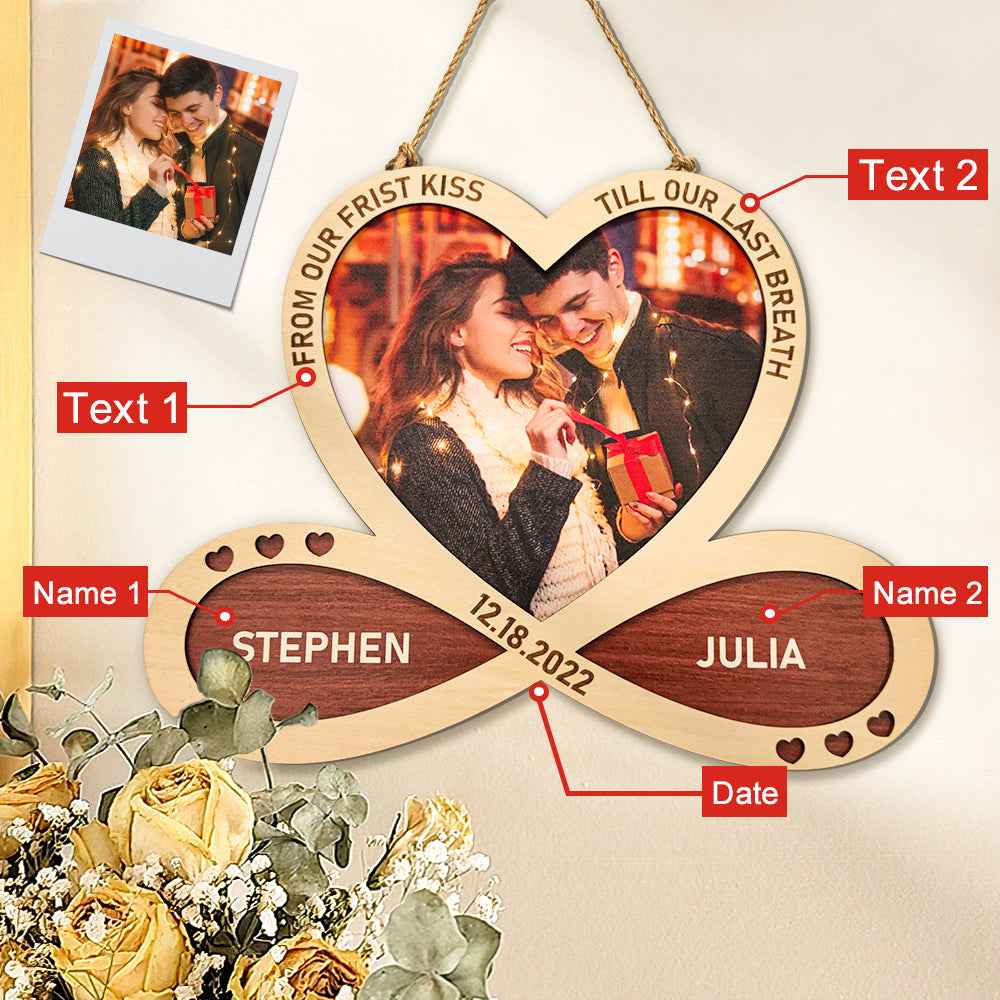 Personalized Heart Infinity Wooden Sign Hanging Wall Decor