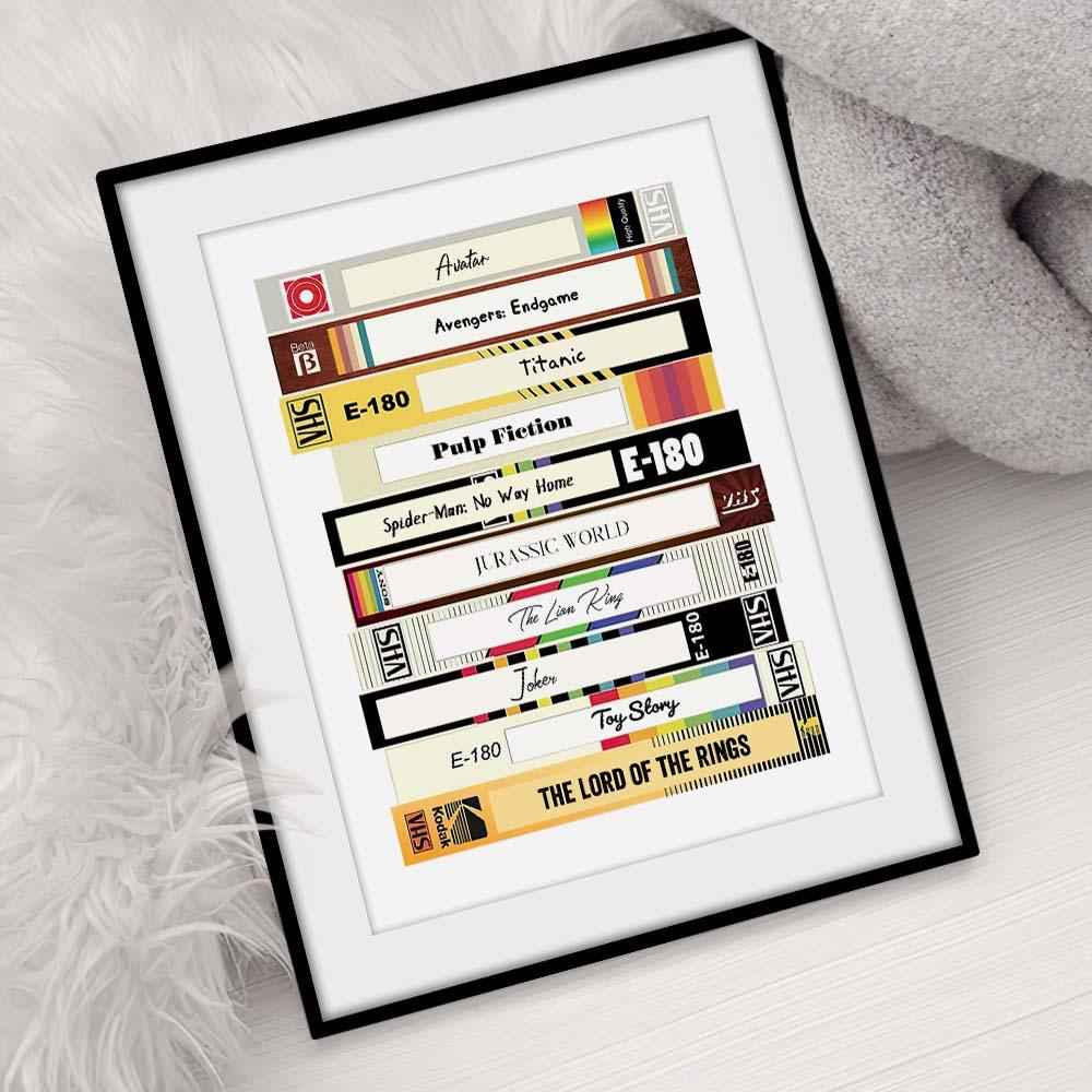 Custom Video Tape Print Personalized Retro Movie Poster Add Your Favorite Movies VHS Movie Lover Gift Vintage Printable Movie Wall Art