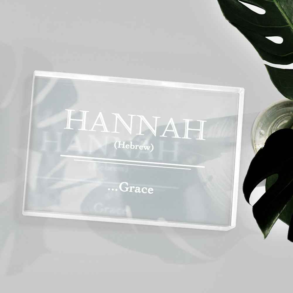 Custom 2D Crystal Engraved Name Meaning Glass Block Newborn Gifts