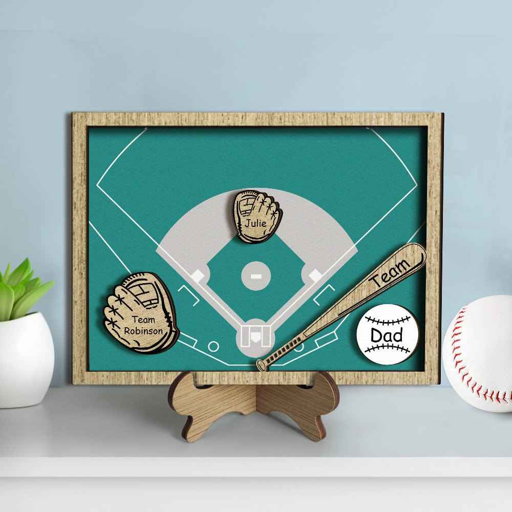 Personalized Wooden Family Name Sign Plaque Baseball Sign Father's Day Gift for Dad Grandpa
