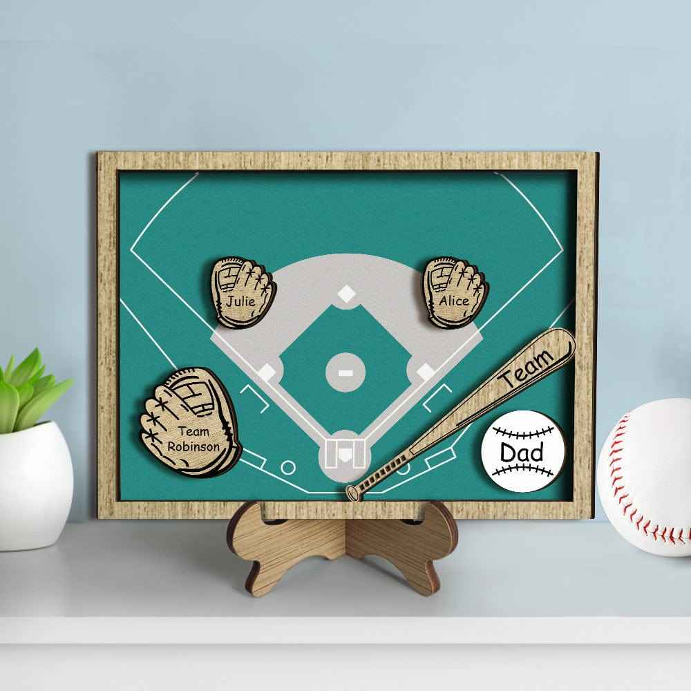 Personalized Wooden Family Name Sign Plaque Baseball Sign Father's Day Gift for Dad Grandpa
