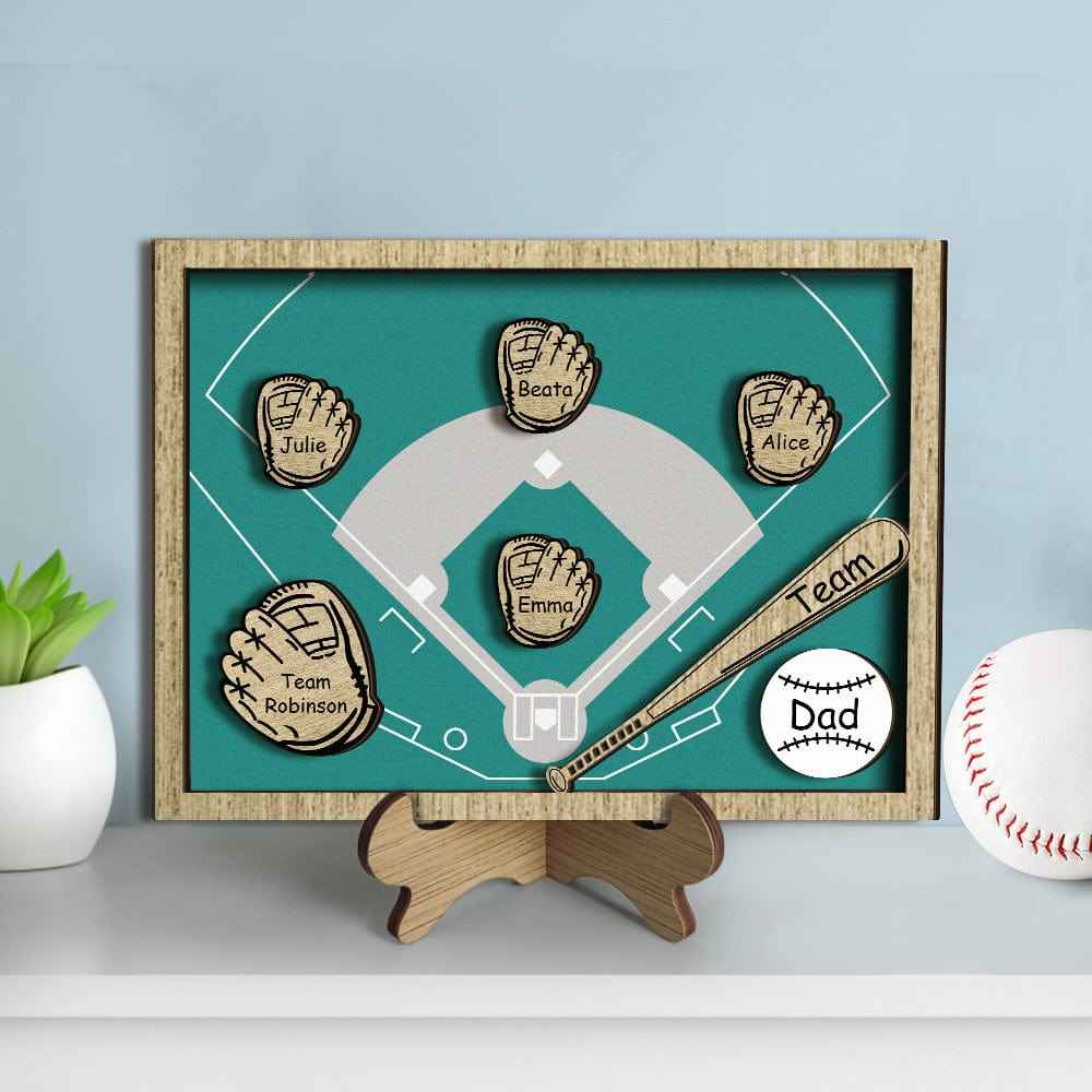 Personalized Wooden Family Name Sign Plaque Baseball Sign Father's Day Gift for Dad Grandpa