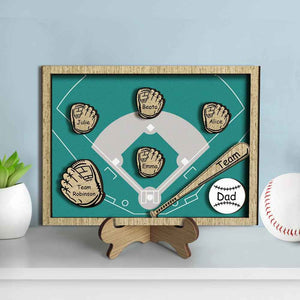 Personalized Wooden Family Name Sign Plaque Baseball Sign Father's Day Gift for Dad Grandpa