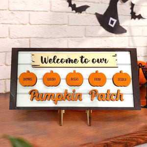 Custom Name Pumpkin Wooden Display Welcome to Our Pumpkin Patch Personalized Halloween Gift