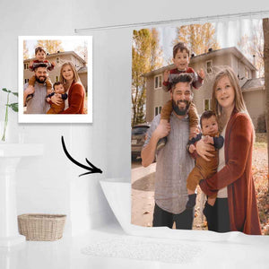 Custom Photo Shower Curtain Personalized Polyester Waterproof Backdrop - 6 Sizes