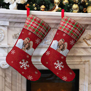 Custom Photo Sequin Christmas Stocking Personalized Red Christmas Decoration Sock