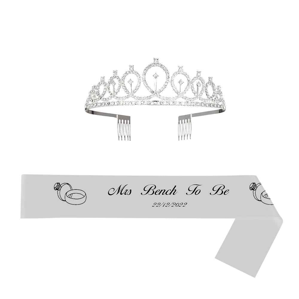 Custom Sash and Tiara Set Personalized Pattern Sash Rhinestone Crowns Party Decorations Kit for Women