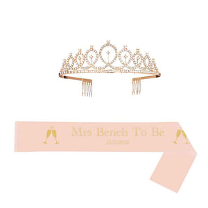 Custom Sash and Tiara Set Personalized Pattern Sash Rhinestone Crowns Party Decorations Kit for Women