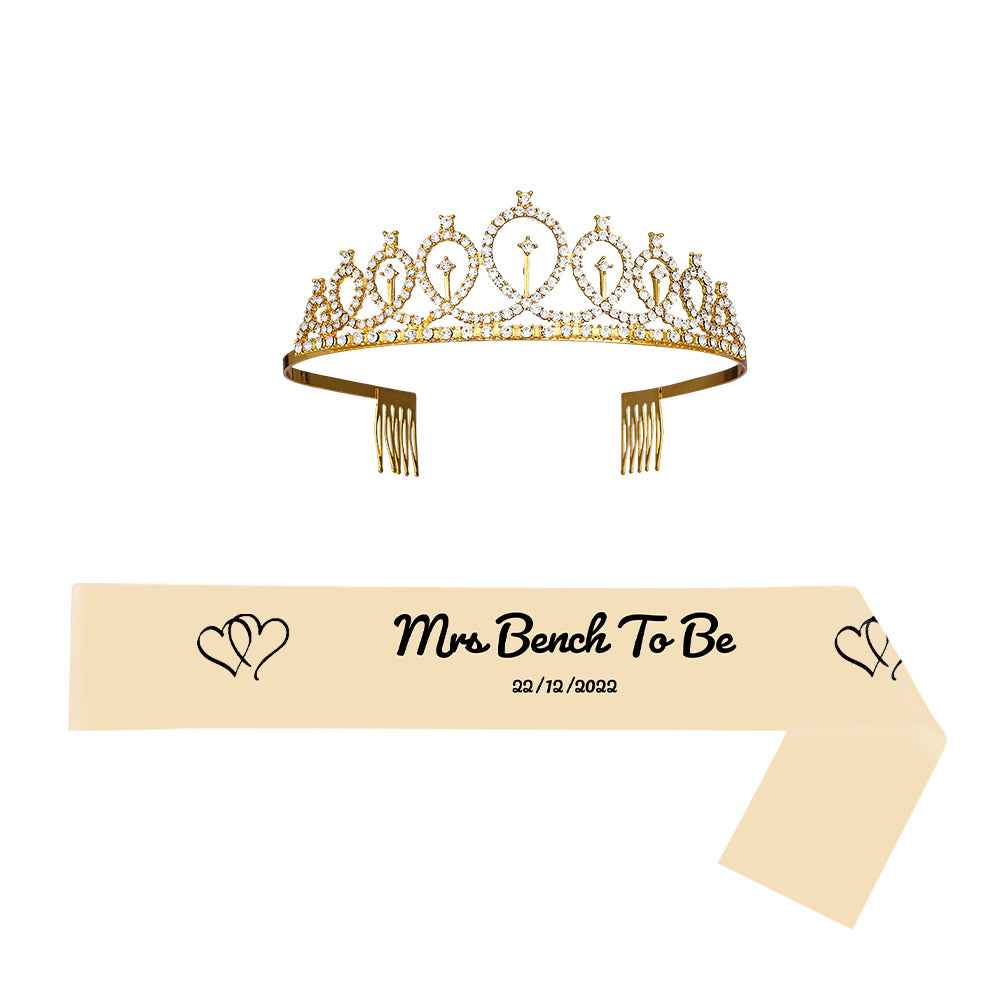 Custom Sash and Tiara Set Personalized Pattern Sash Rhinestone Crowns Party Decorations Kit for Women