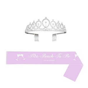 Custom Sash and Tiara Set Personalized Pattern Sash Rhinestone Crowns Party Decorations Kit for Women