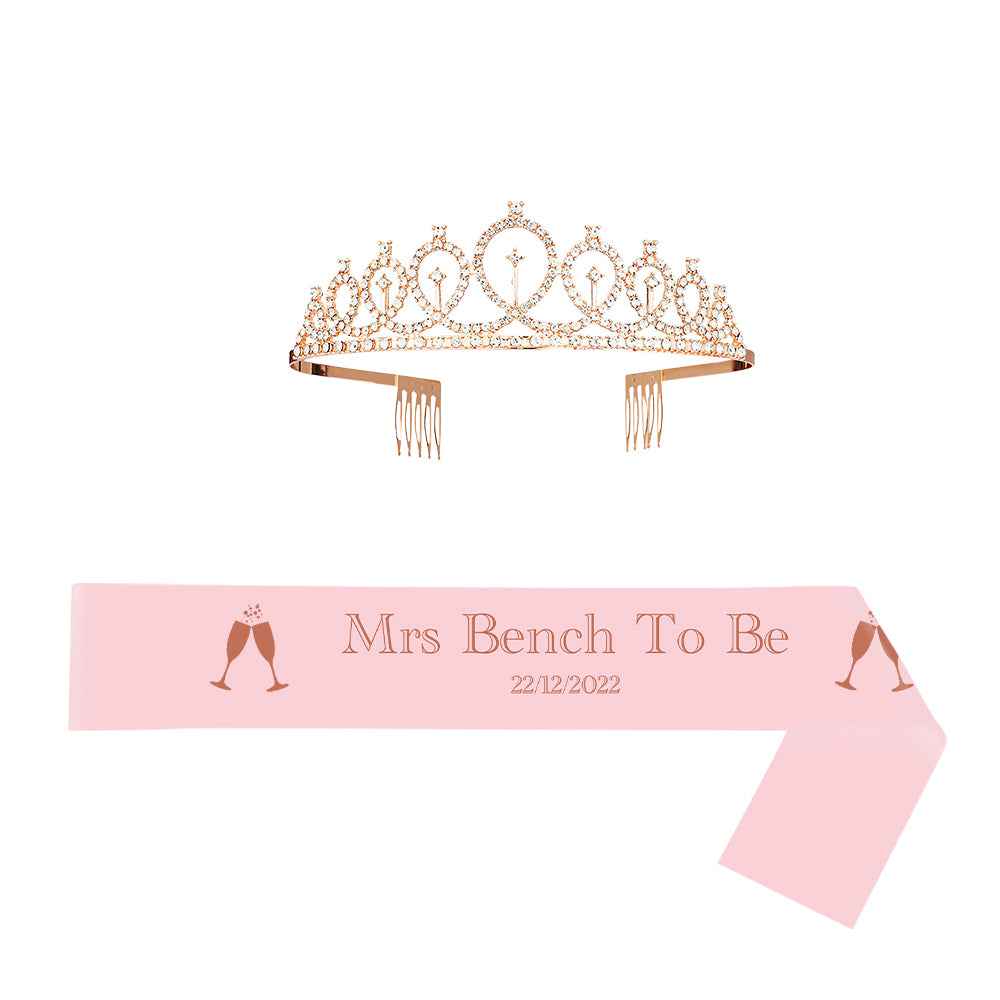 Custom Sash and Tiara Set Personalized Pattern Sash Rhinestone Crowns Party Decorations Kit for Women