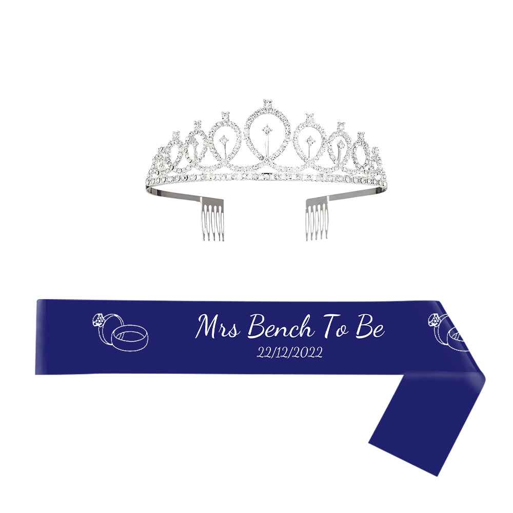 Custom Sash and Tiara Set Personalized Pattern Sash Rhinestone Crowns Party Decorations Kit for Women