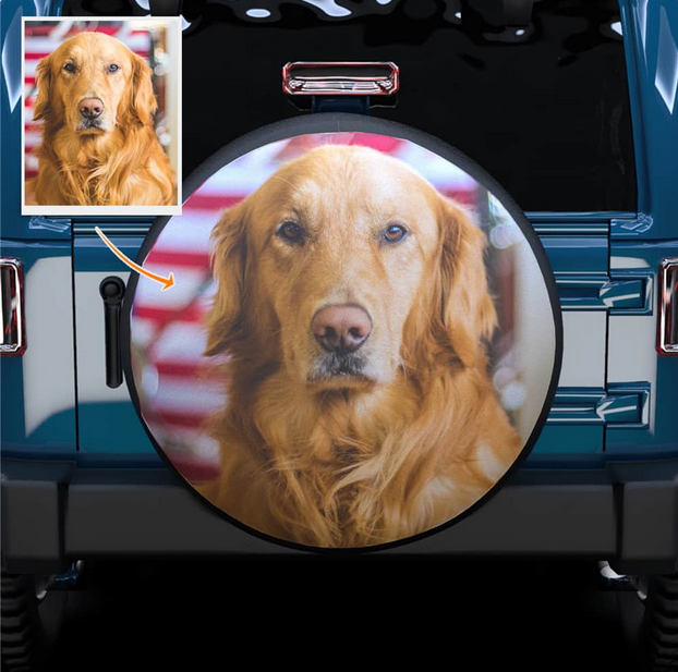 Personalised Leather Spare Wheel Cover with Custom Photo Print | Durable & Adjustable