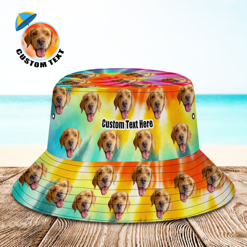 Personalised Rainbow Bucket Hat | Custom Face Print Sun Hat for Unisex Outdoor Wear